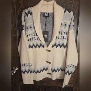 NWT Frye Tan and Black Geometric Cardigan